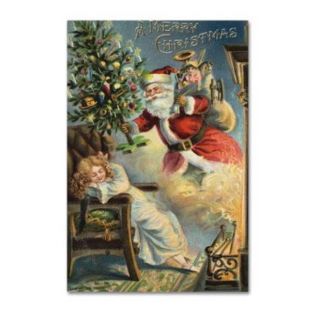 Trademark Fine Art Vintage Apple Collection 'Merry Christmas Santa' Canvas Art, 16x24 ALI6439-C1624GG